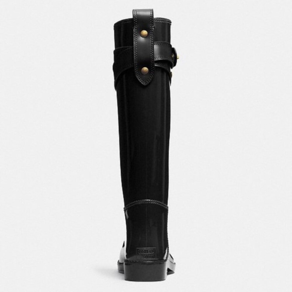 New Coach Talia Knee-high Tall Black and Gold Boots Size 7